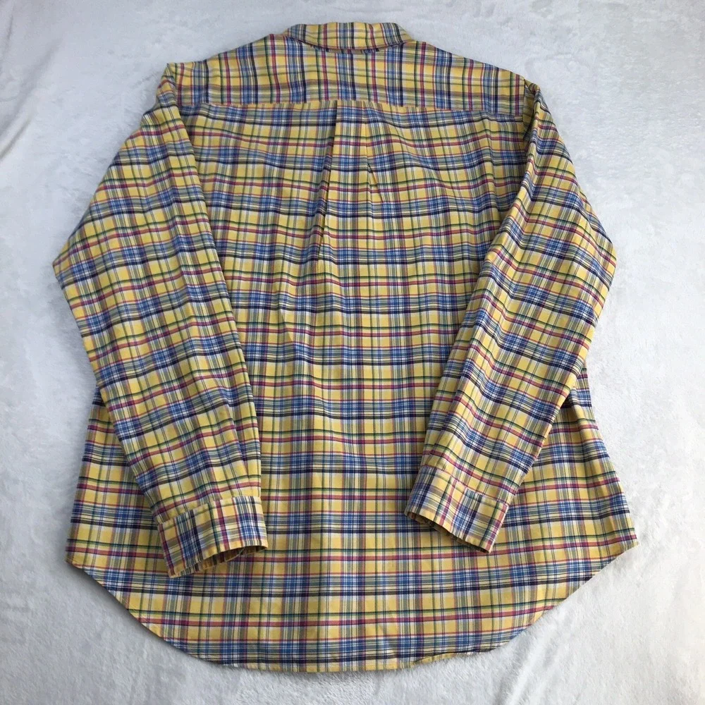 Ralph Lauren Shirt Mens XL Yellow Plaid Classic Fit Embroidered Long Sleeves - Picture 10 of 10